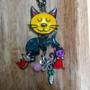 🐈‍⬛ Cute Cat Charm Necklace Multicolour